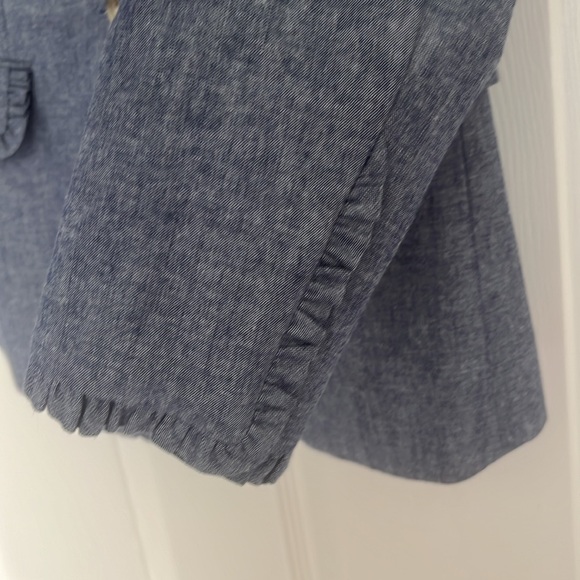 J. Crew Regent Blazer in Blue Chambray Ruffle - Picture 6 of 10